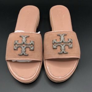 Tory Burch
Eleanor Crystal-Embellished Suede Slides